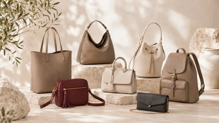 Verschiedene Taschenarten von Crossbody und Shopper bis Rucksack und Clutch