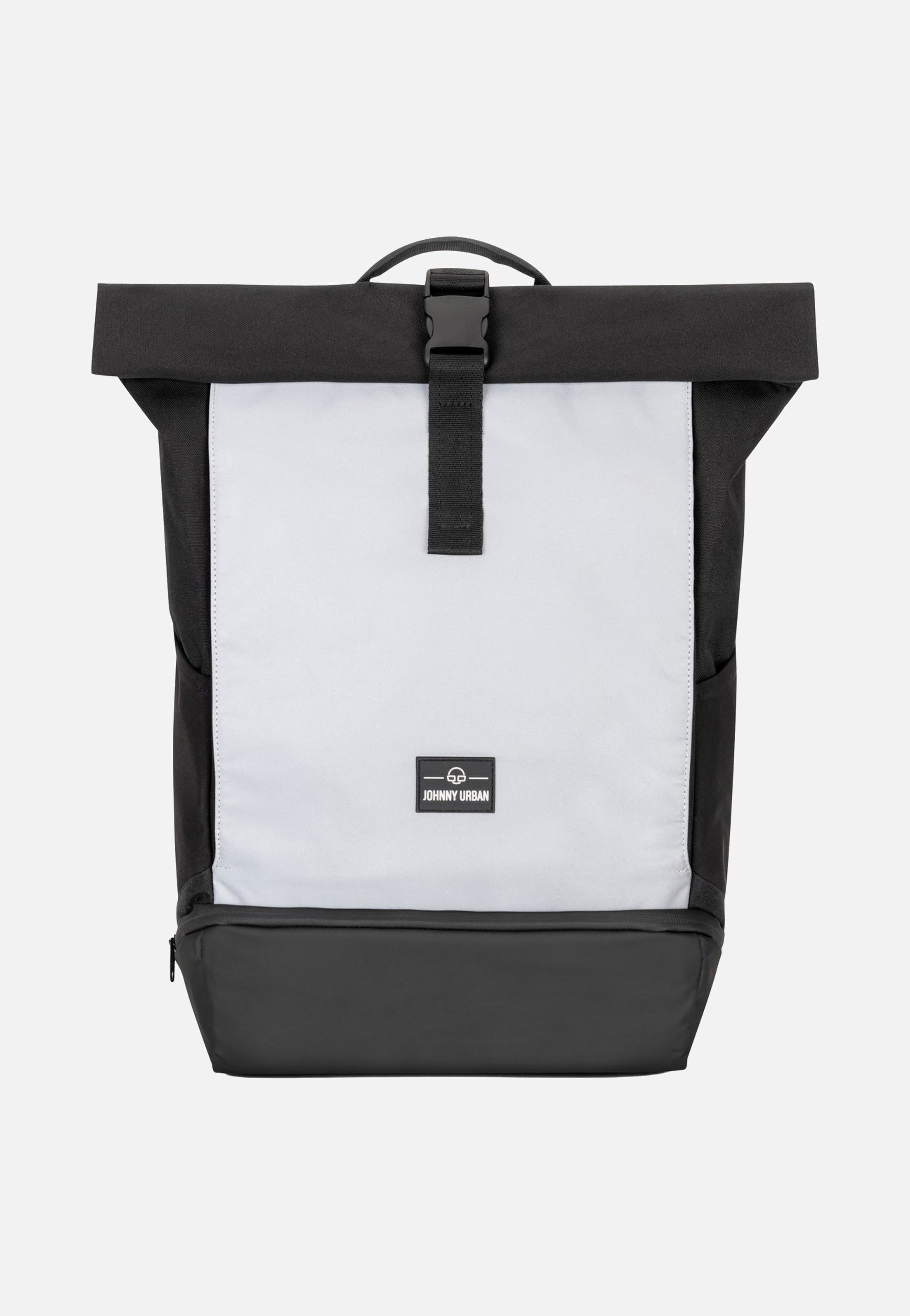 Johnny Urban Allen Large Black Reflective Rolltop-Rucksack in Schwarz
