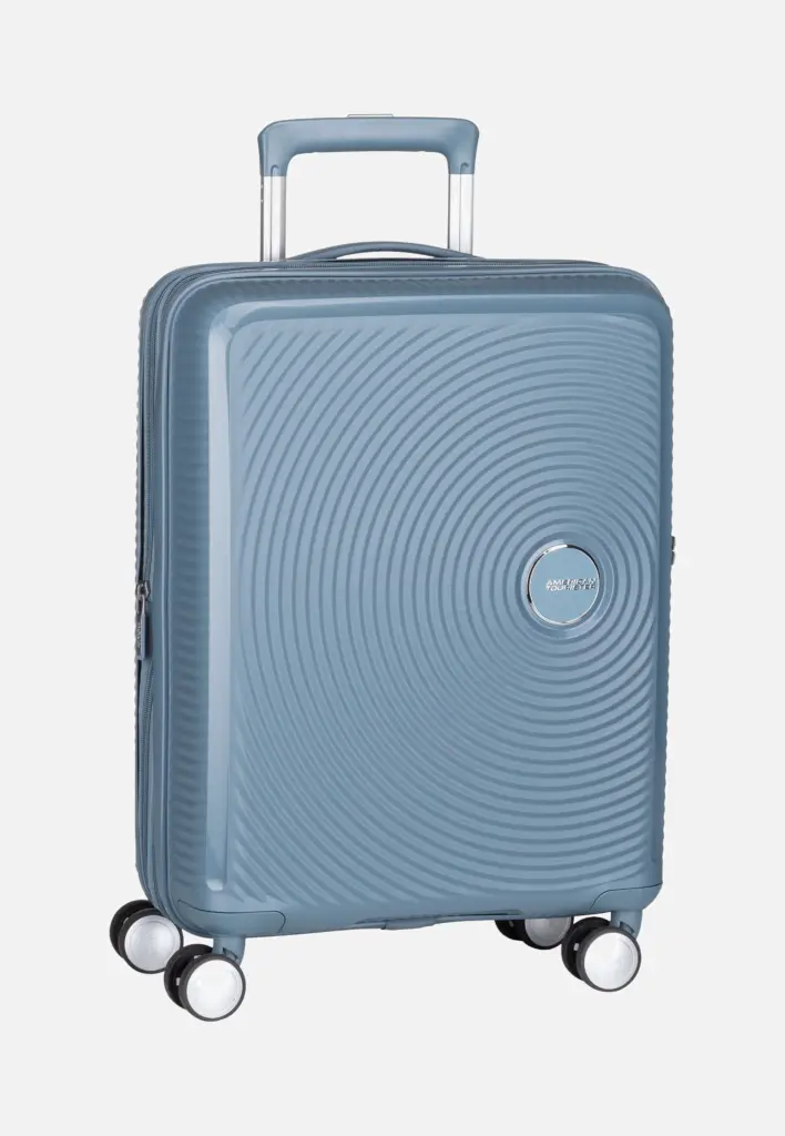 American Tourister SoundBox Spinner 55 EXP Trolley in Stone Blue