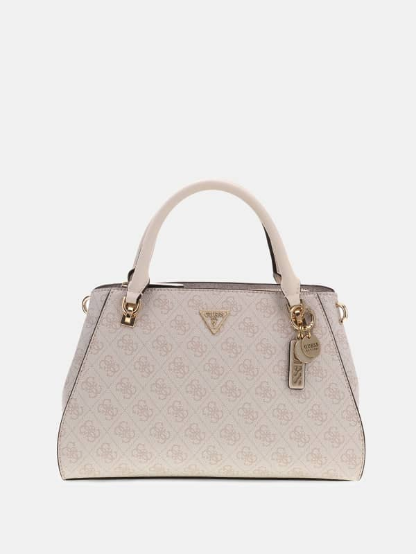 Weiße Guess Noelle 4G-Logo Henkeltasche