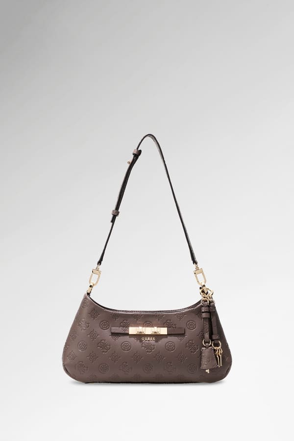 Beige Guess Carmella Logo Schultertasche