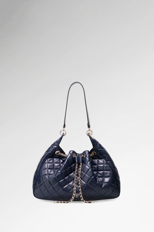 Blaue Guess Juliet Stepp-Hobo-Tasche mit Kordelzugverschluss