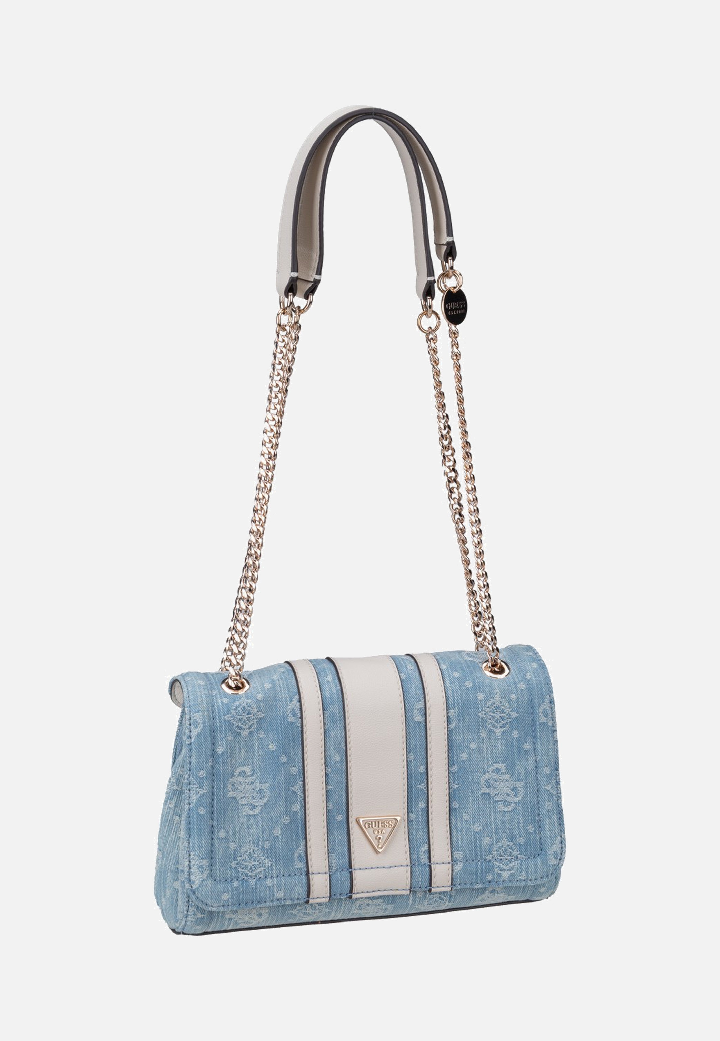 Blaue Guess Noelle II Convertible Flap Denim Logo Crossbody-Tasche