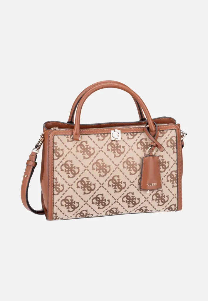 Guess Audrey Logo Girlfriend 55070 Latte Logo Satchel in Braun