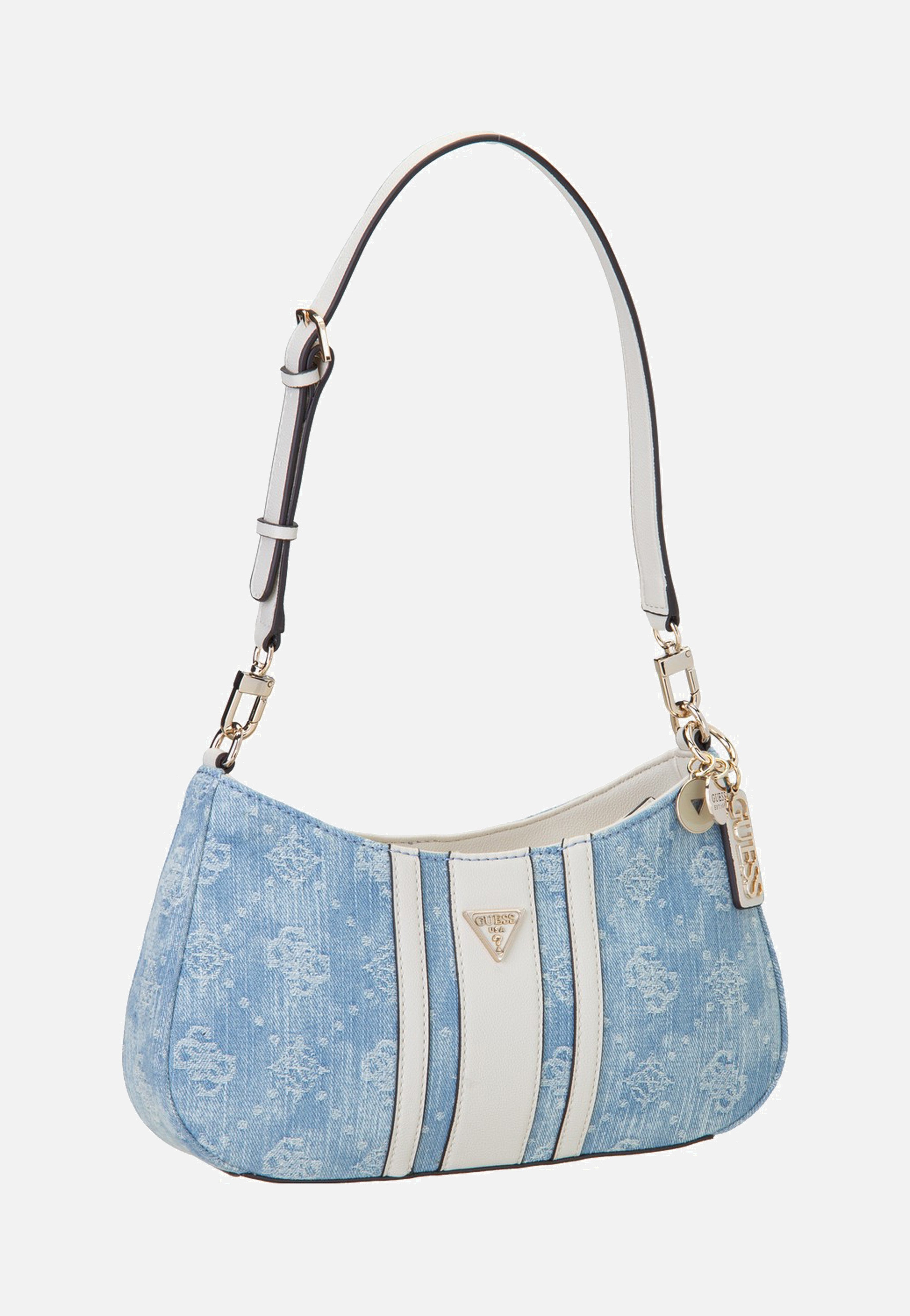 Blaue Guess Noelle II Top Zip 72180 Denim Logo Schultertasche