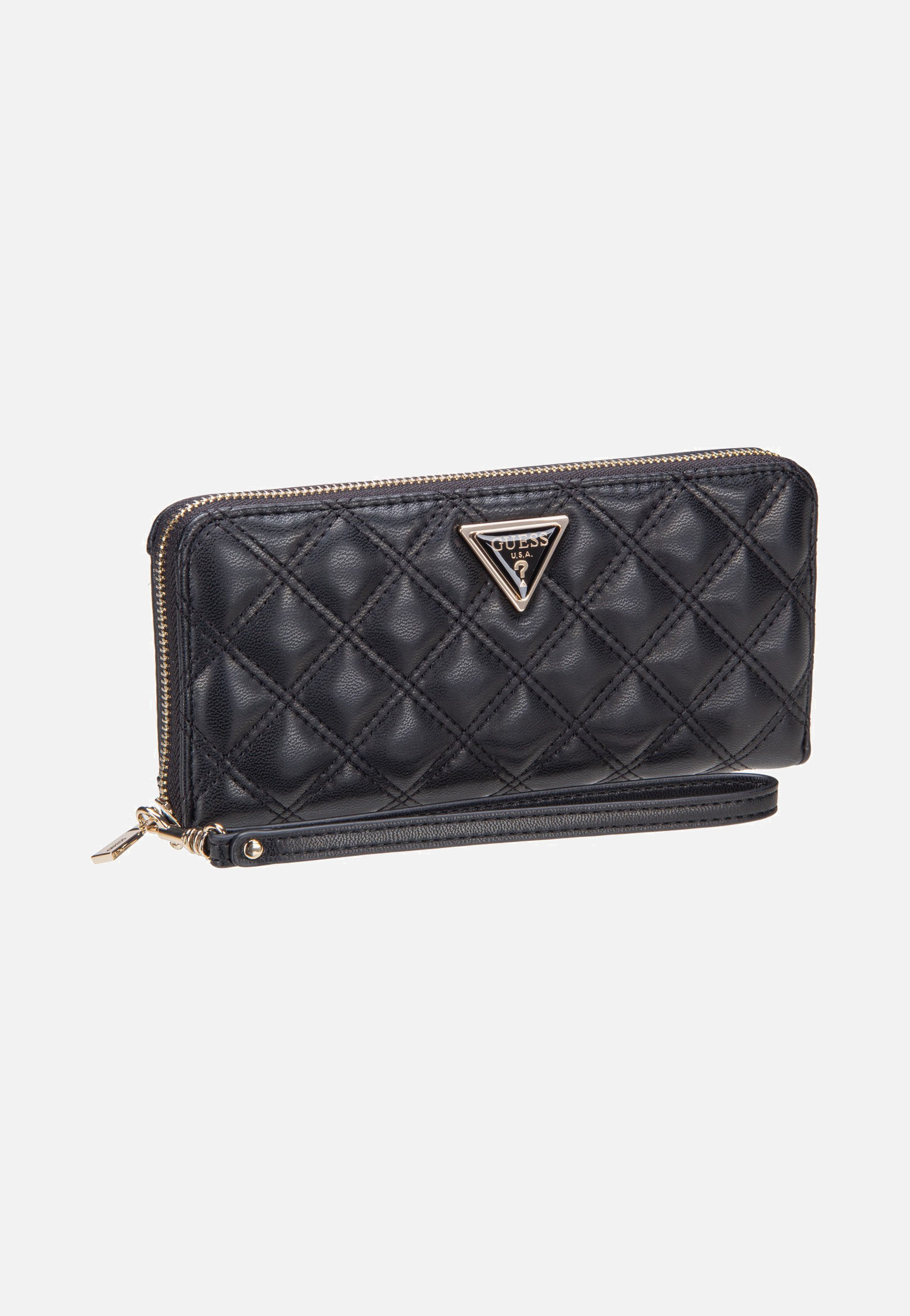 Schwarze Guess Giully II Large Zip Around Geldbörse