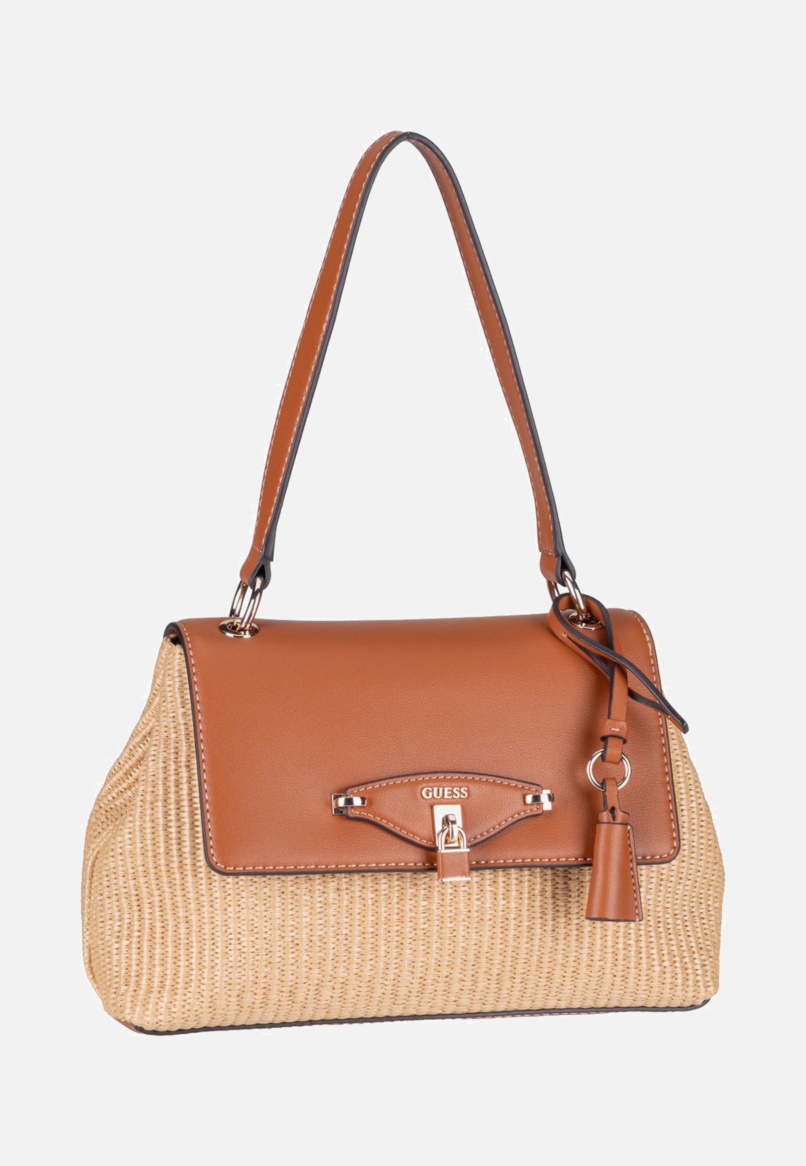 Guess Maggie Straw Flap 53190 Schultertasche in Natural/Caramel