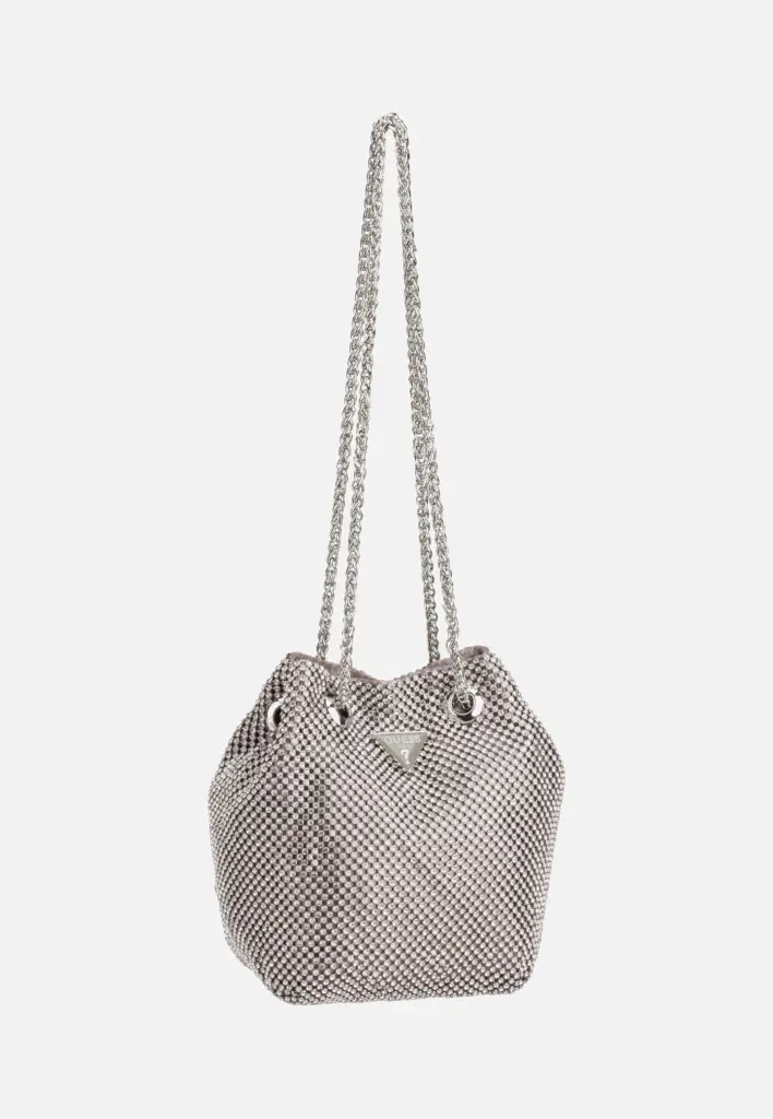 Guess Zalina Pouch Silver Clutch mit Strass