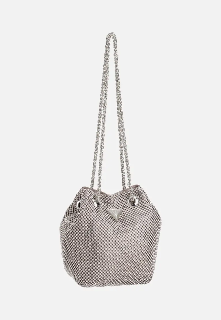 Guess Zalina Pouch Silver Clutch mit Strass