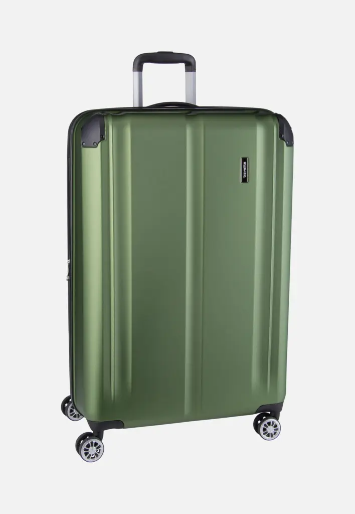 Travelite City 4-Rad Trolley L exp Grün, großer Trolley mit vier Rollen