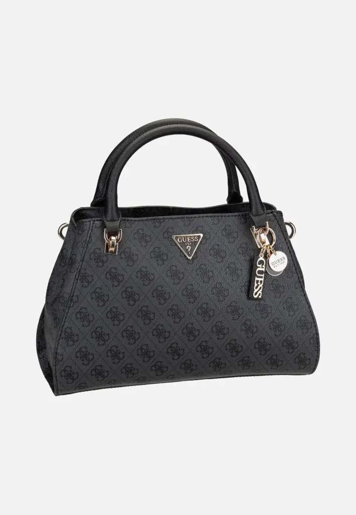 Guess Noelle II Luxury SAT 72070 Logo Coal Henkeltasche in Grau