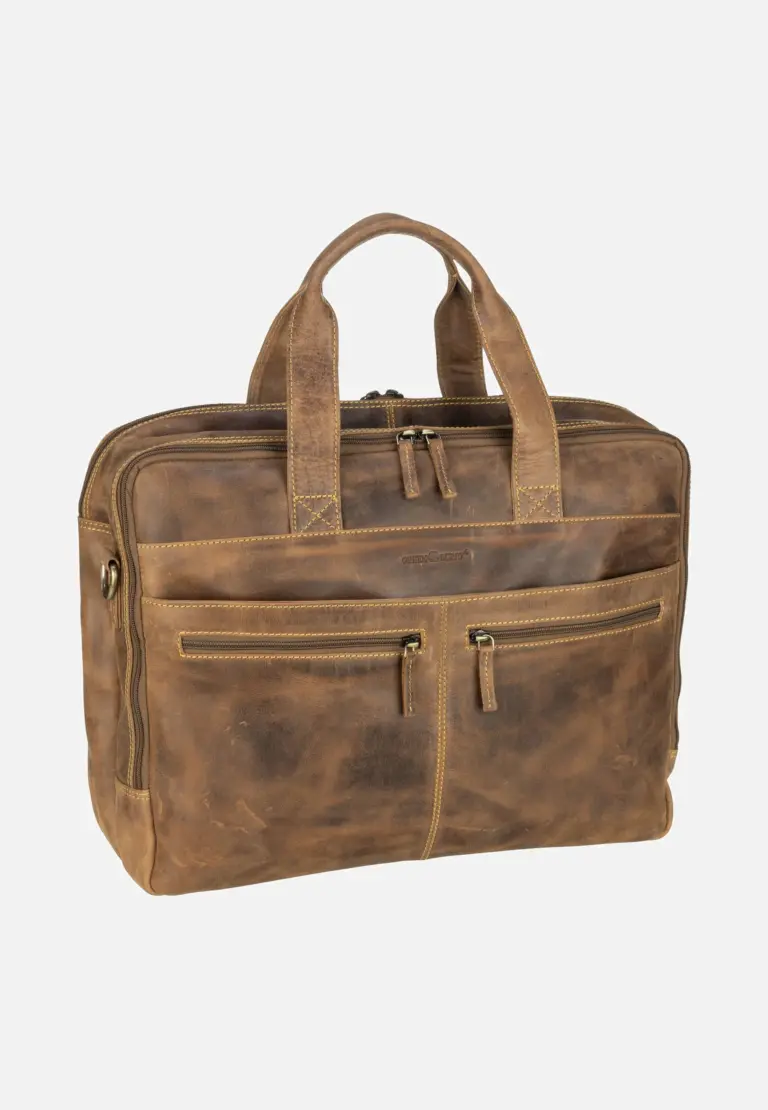 Braune Greenburry Vintage 1572 Aktentasche aus Rindleder