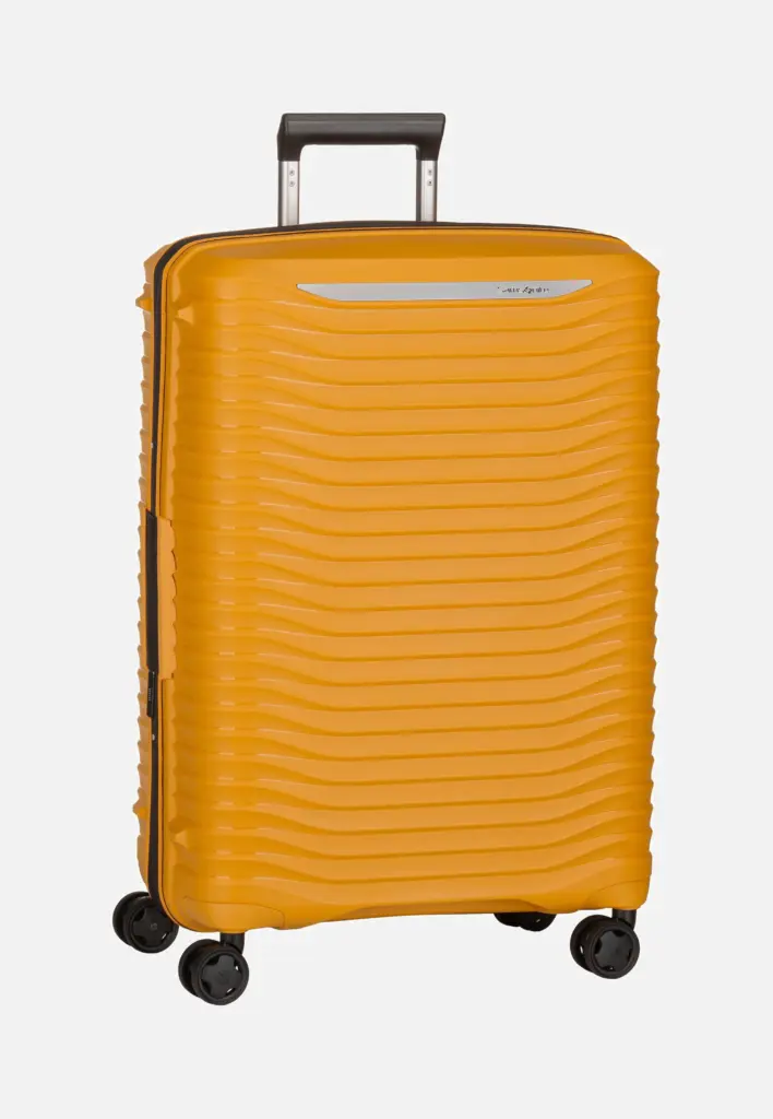 Gelber Samsonite Upscape Spinner 68 EXP Trolley